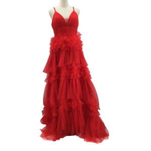 FORMAL PARTY 14 1X red tulle tutu corset pageant prom maxi dress gown NEW B81